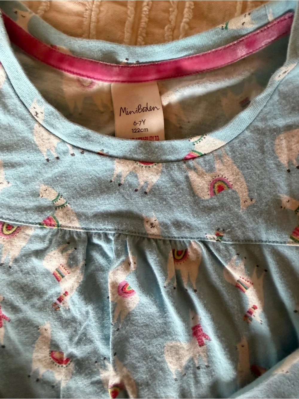 Mini Boden Light Blue Llama Print Girls' Nightgown